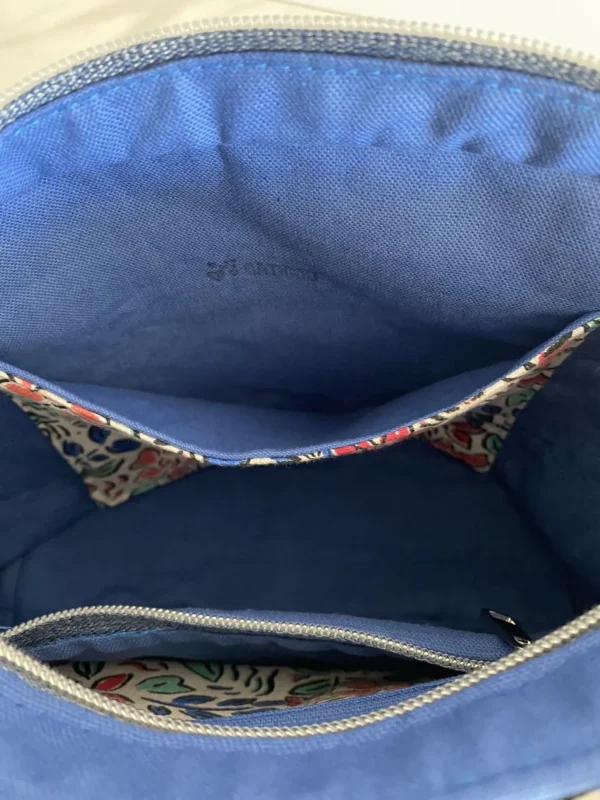 SAC ZIPPE AQUARELLE FLEURS BLEU MODELE TRANQUILLE