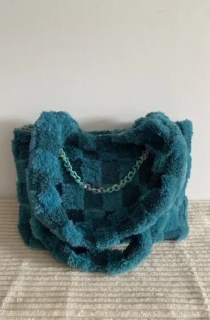 SAC DOUCEUR VELOURS VERT DAMIER