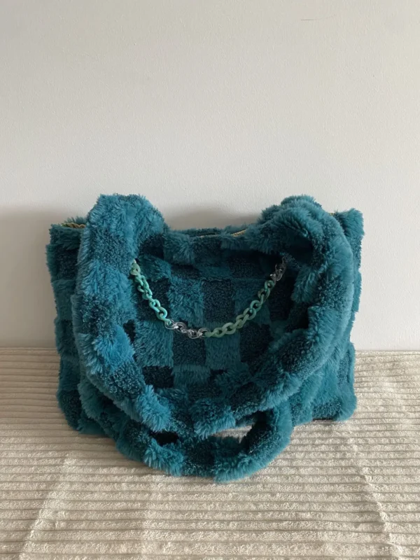 SAC DOUCEUR VELOURS VERT DAMIER