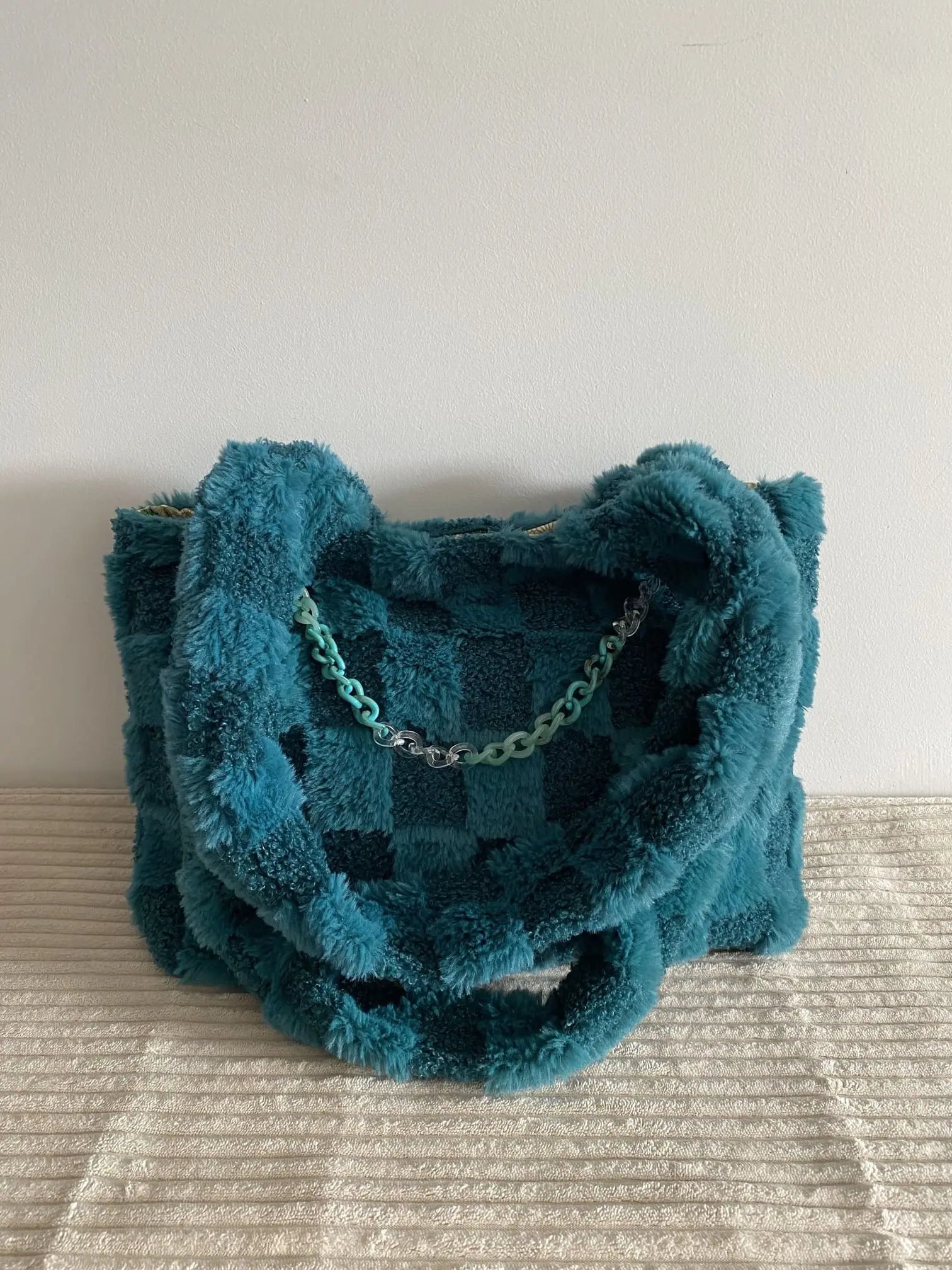 SAC DOUCEUR VELOURS VERT DAMIER
