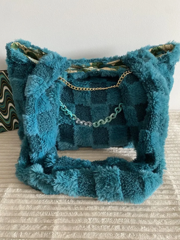 SAC DOUCEUR VELOURS VERT DAMIER