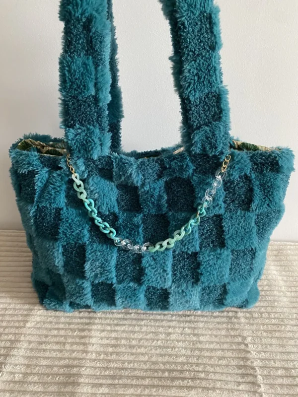 SAC DOUCEUR VELOURS VERT DAMIER