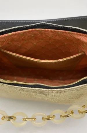SAC BAGUETTE GRAPHIQUE DOREE