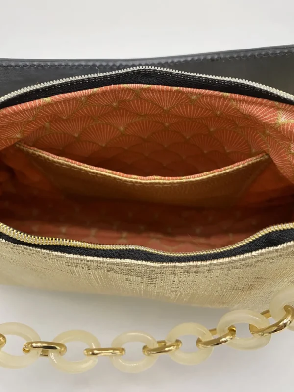 SAC BAGUETTE GRAPHIQUE DOREE