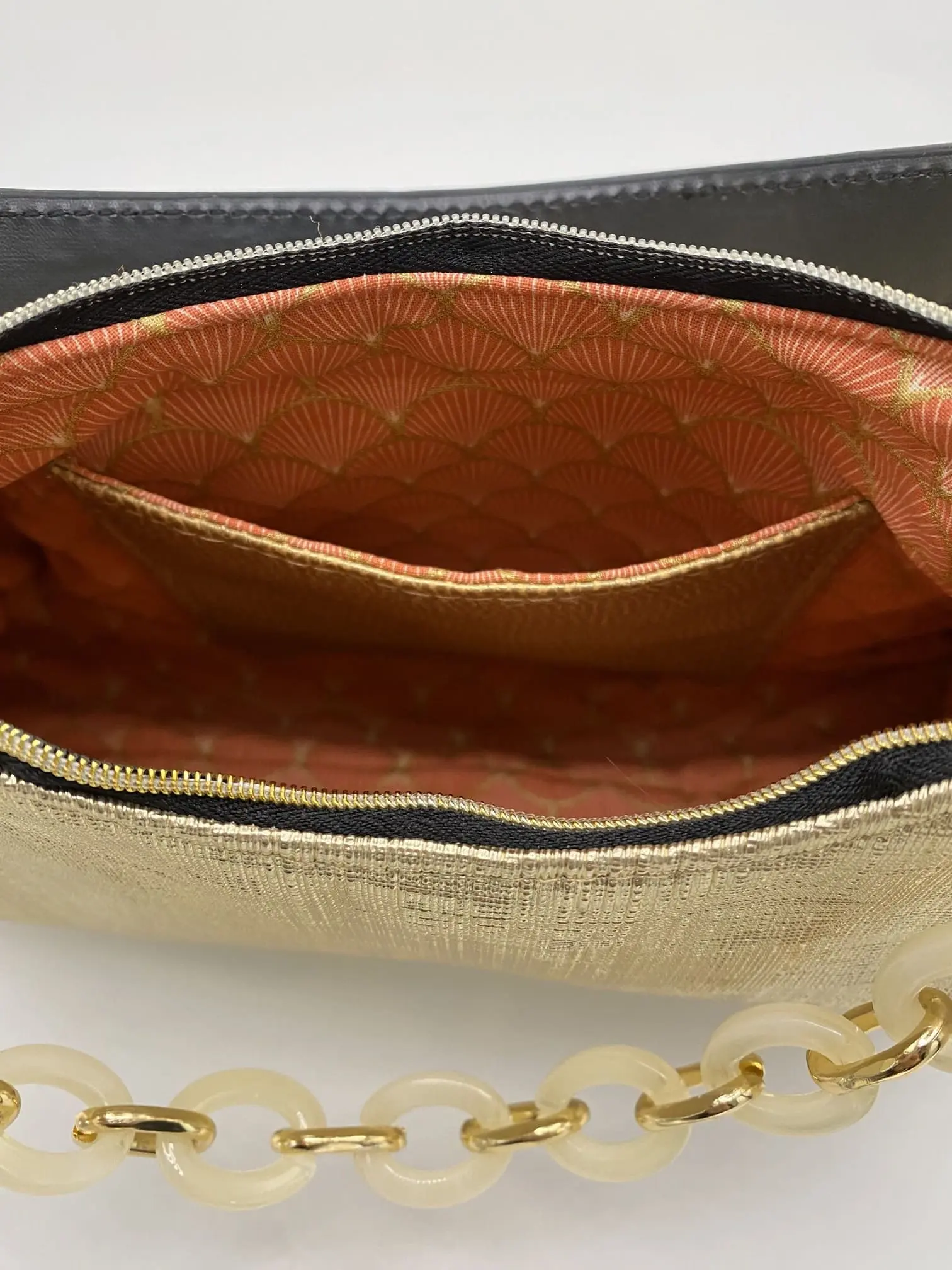 SAC BAGUETTE GRAPHIQUE DOREE