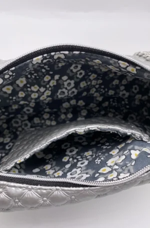 SAC BAGUETTE SIMILI CUIR CAPITONS CHAINE ARGENT