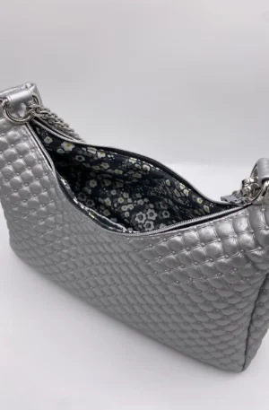 SAC BAGUETTE SIMILI CUIR CAPITONS CHAINE ARGENT