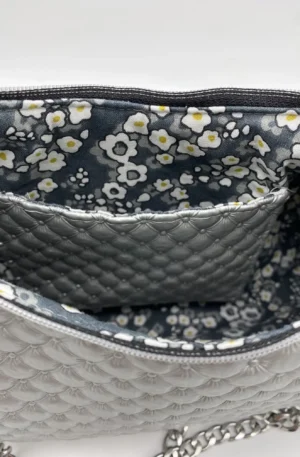 SAC BAGUETTE SIMILI CUIR CAPITONS CHAINE ARGENT