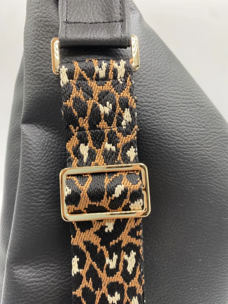 BANANE SIMILI NOIR SANGLE 38mm LEOPARD