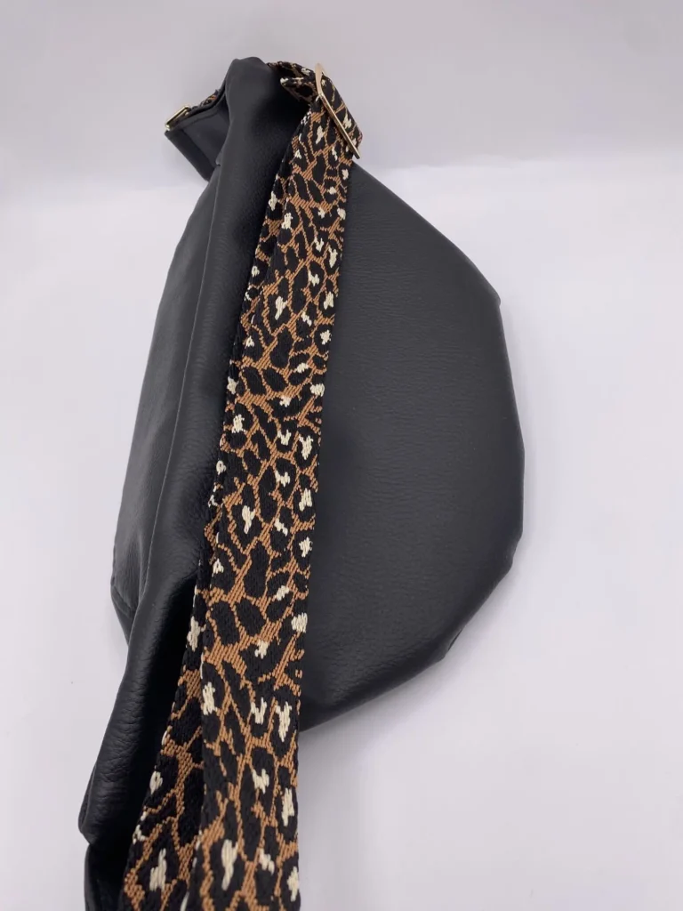 BANANE SIMILI NOIR SANGLE 38mm LEOPARD