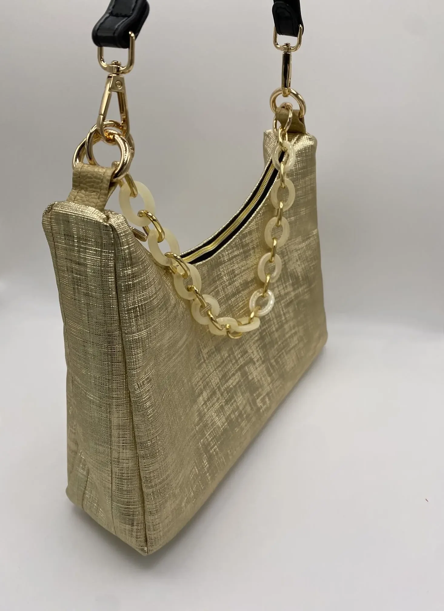 SAC BAGUETTE GRAPHIQUE DOREE
