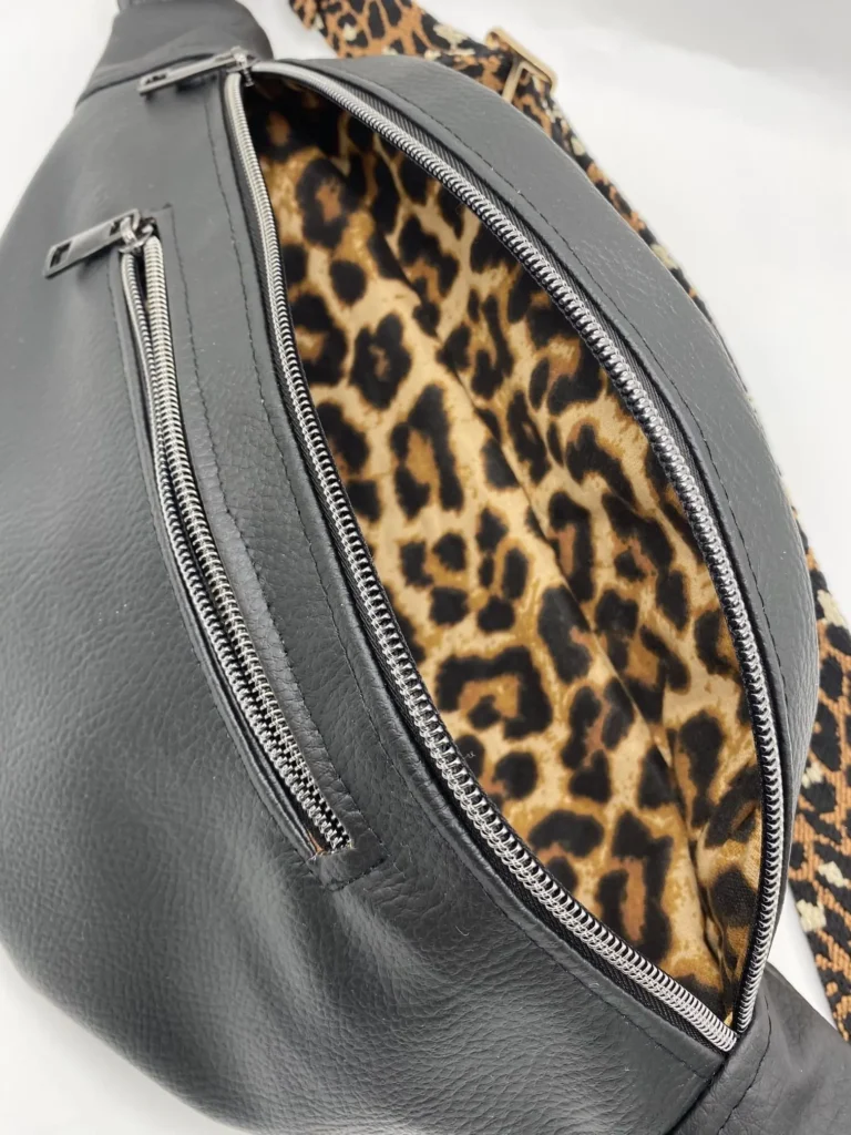BANANE SIMILI NOIR SANGLE 38mm LEOPARD