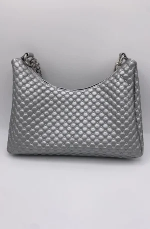 SAC BAGUETTE SIMILI CUIR CAPITONS CHAINE ARGENT
