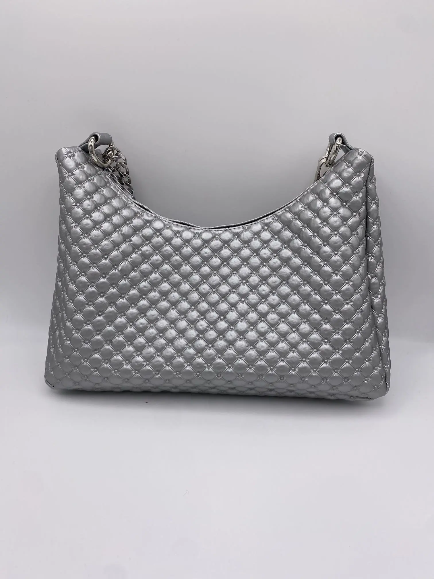 SAC BAGUETTE SIMILI CUIR CAPITONS CHAINE ARGENT