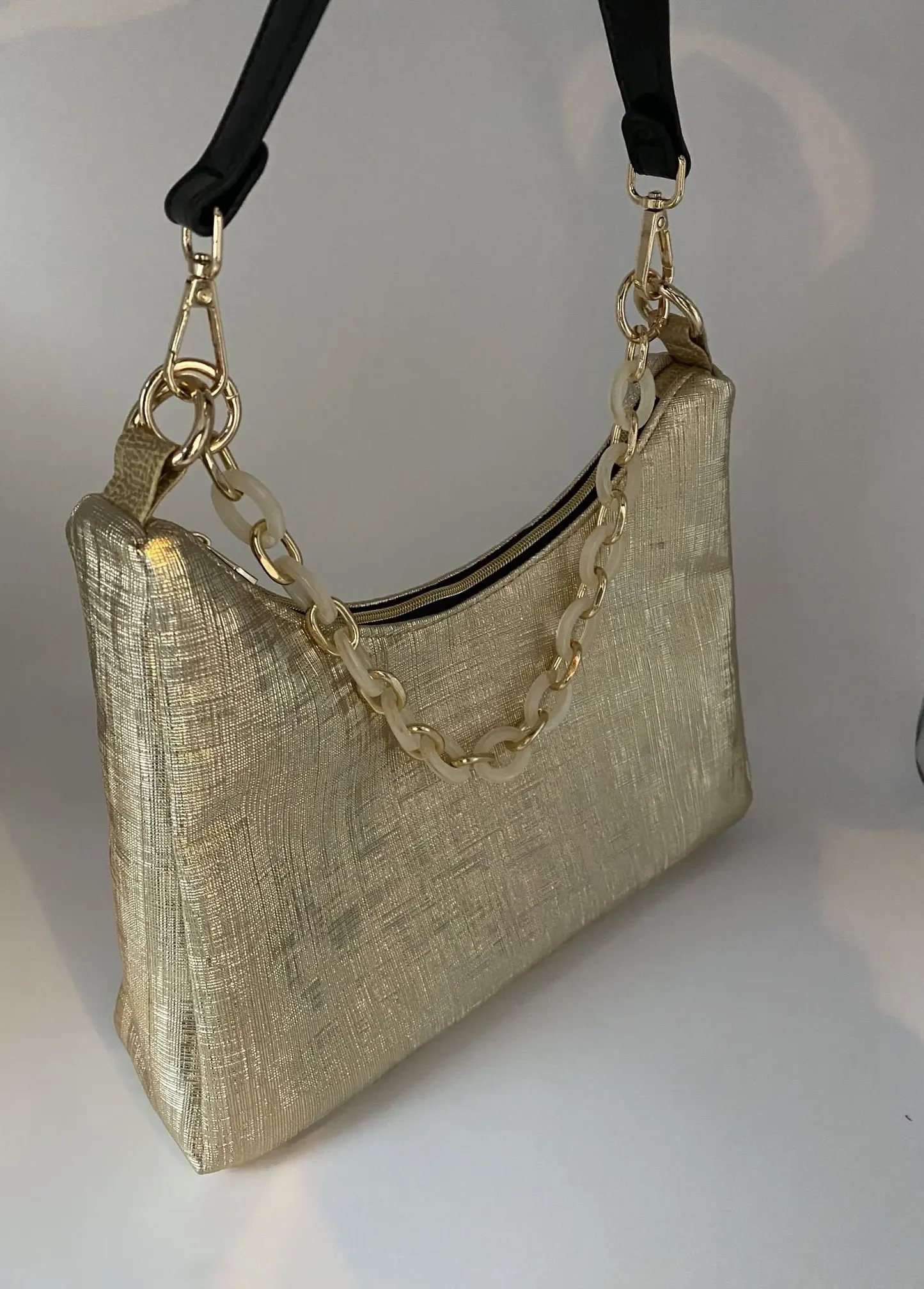 SAC BAGUETTE GRAPHIQUE DOREE