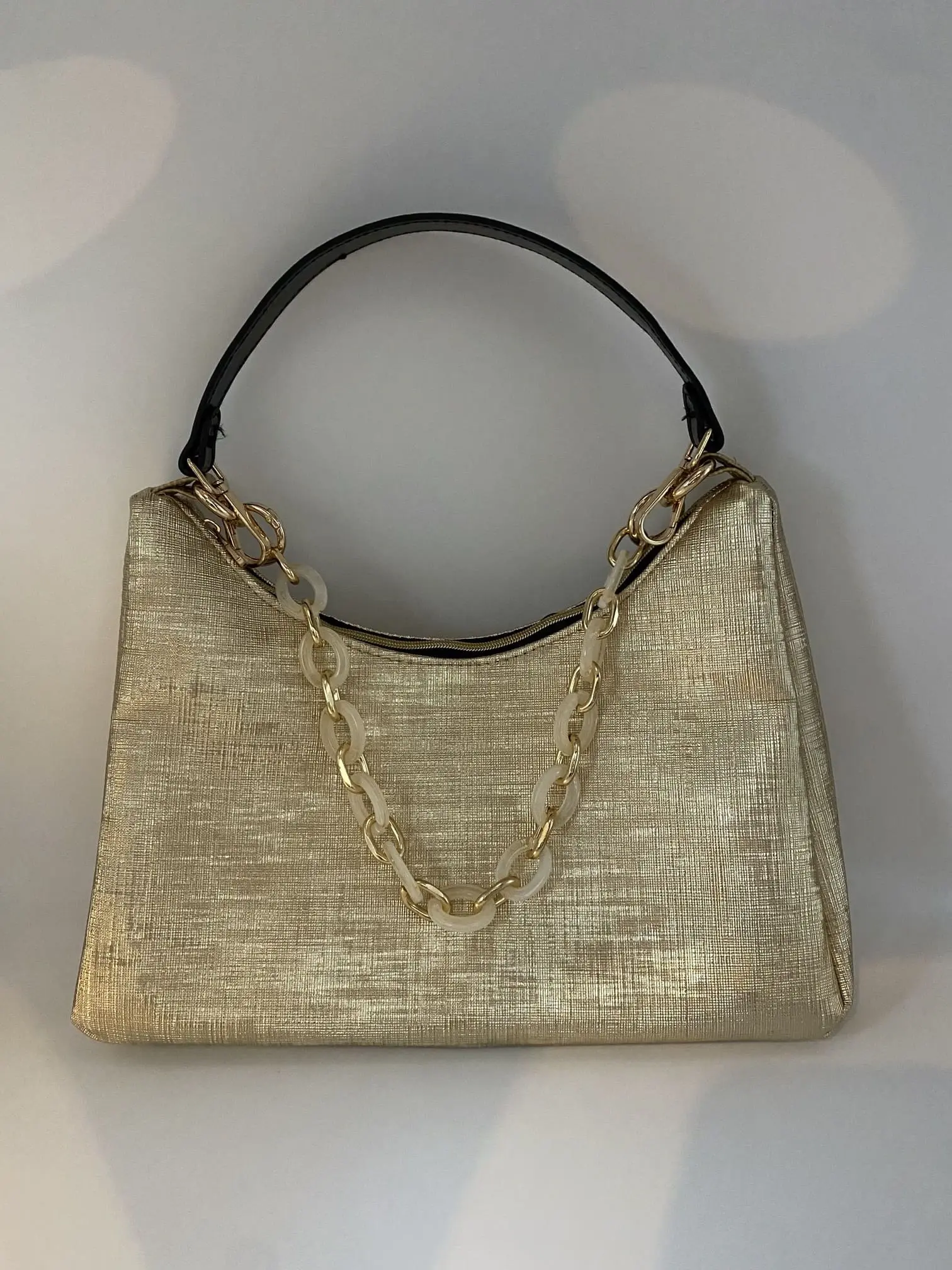 SAC BAGUETTE GRAPHIQUE DOREE