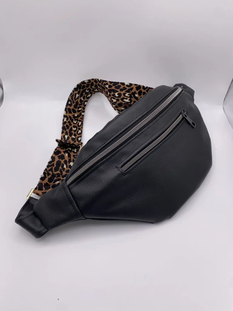 BANANE SIMILI NOIR SANGLE 38mm LEOPARD