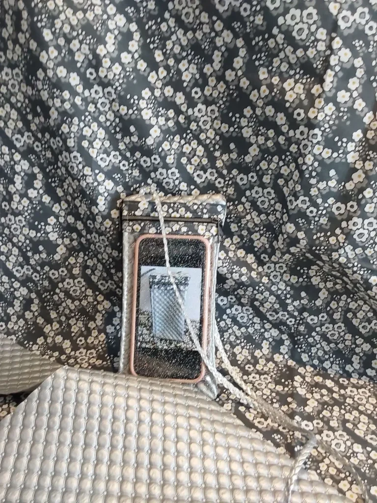 POCHETTE TELEPHONE SIMILI ARGENT CAPITONS