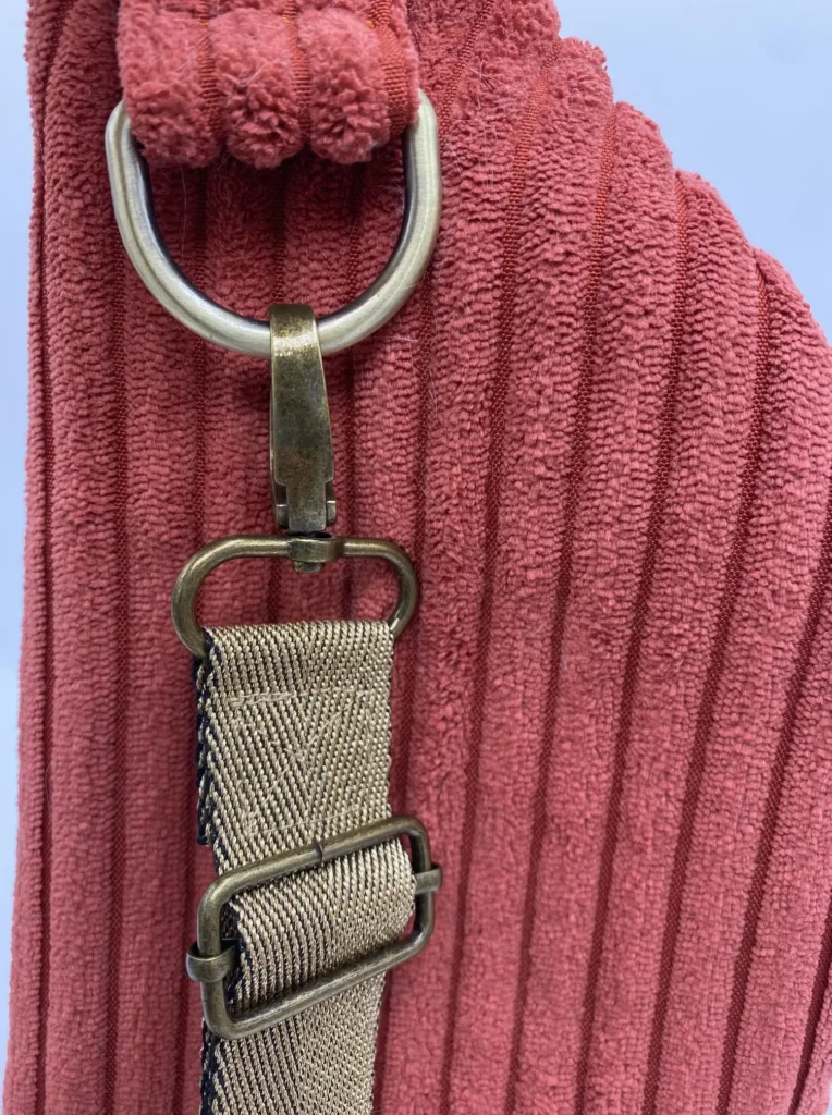 SAC BANANE VELOURS ORANGE POCHE INTERIEURE SANGLE DOREE
