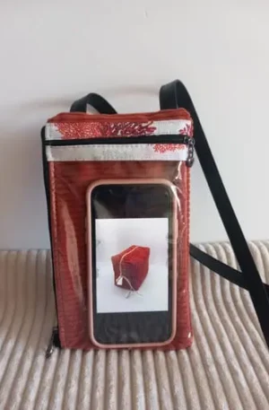 POCHETTE TELEPHONE EN VELOURS ORANGE