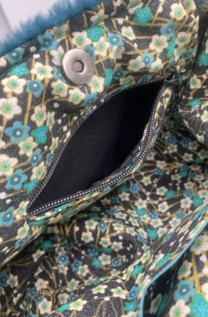 SAC TRANQUILLE BOUTON PRESSION FAUSSE FOURRURE TURQUOISE