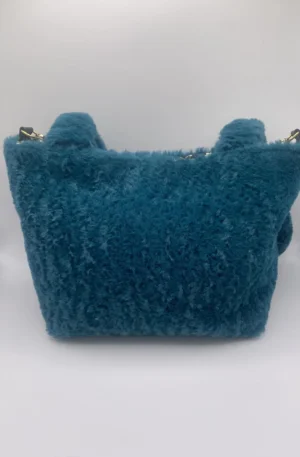SAC TRANQUILLE BOUTON PRESSION FAUSSE FOURRURE TURQUOISE