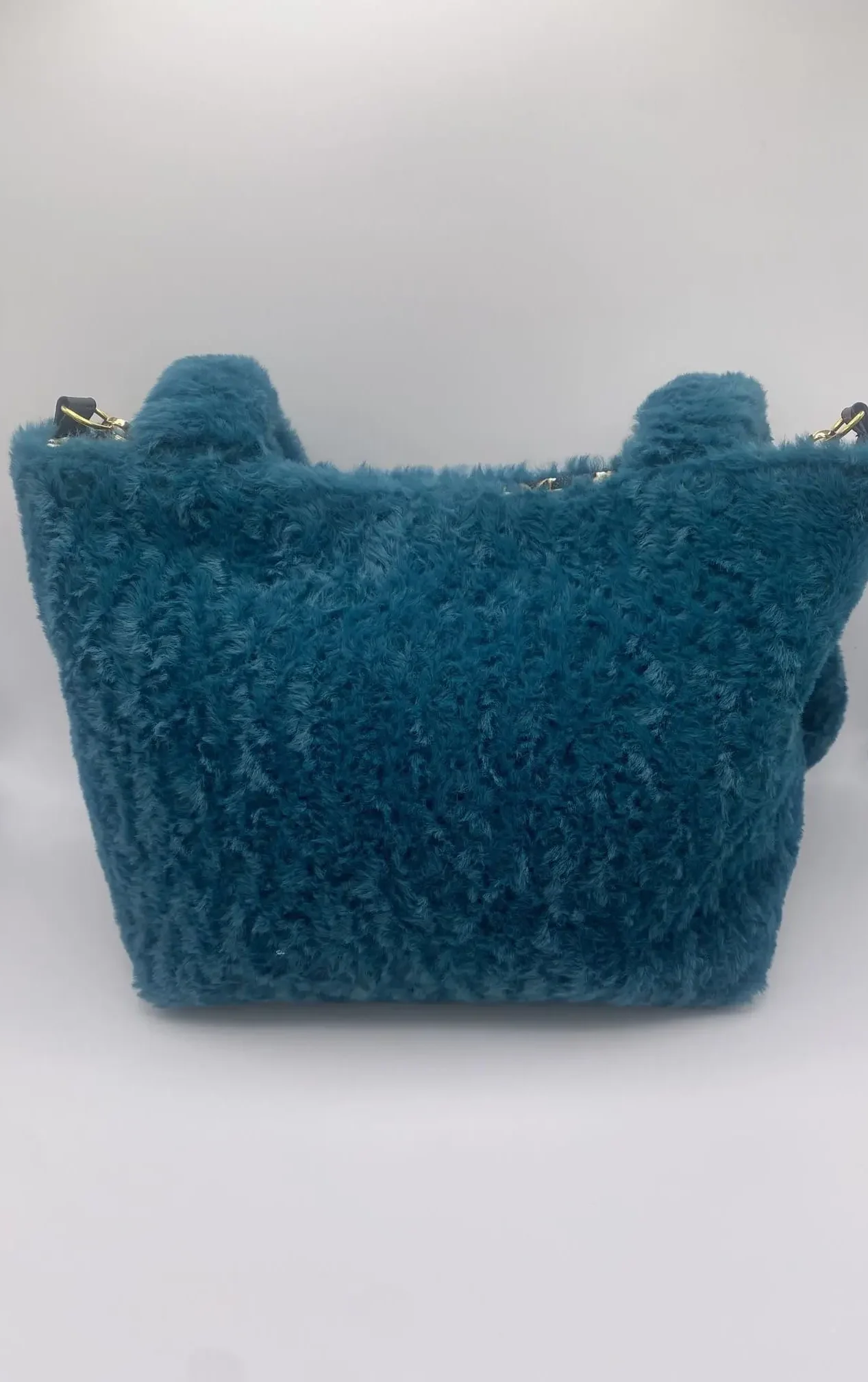 SAC TRANQUILLE BOUTON PRESSION FAUSSE FOURRURE TURQUOISE