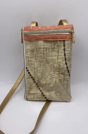 Pochette téléphone simili graphique doré