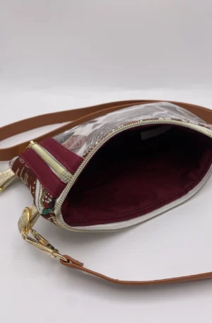 POCHETTE TELEPHONE JACQUARD FEUILLES DOREES