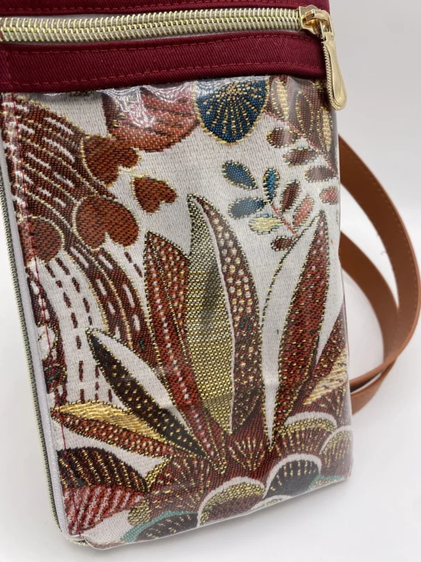 POCHETTE TELEPHONE JACQUARD FEUILLES DOREES