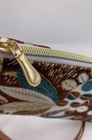 POCHETTE TELEPHONE JACQUARD FEUILLES DOREES