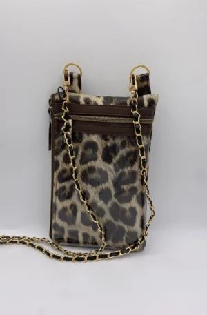 POCHETTE TELEPHONE SIMILI CUIR LEOPARD