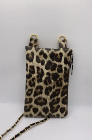 POCHETTE TELEPHONE SIMILI CUIR LEOPARD