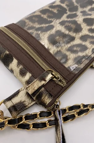 POCHETTE TELEPHONE SIMILI CUIR LEOPARD
