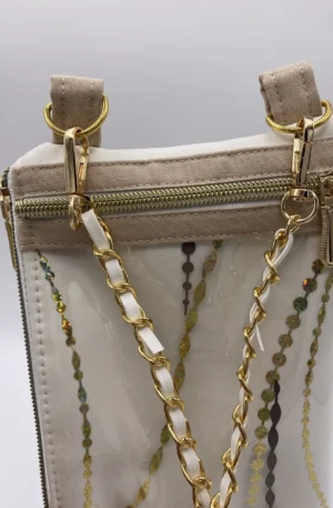 TELEPHONE POCHETTE SIMILI BLANC ET BRONZE