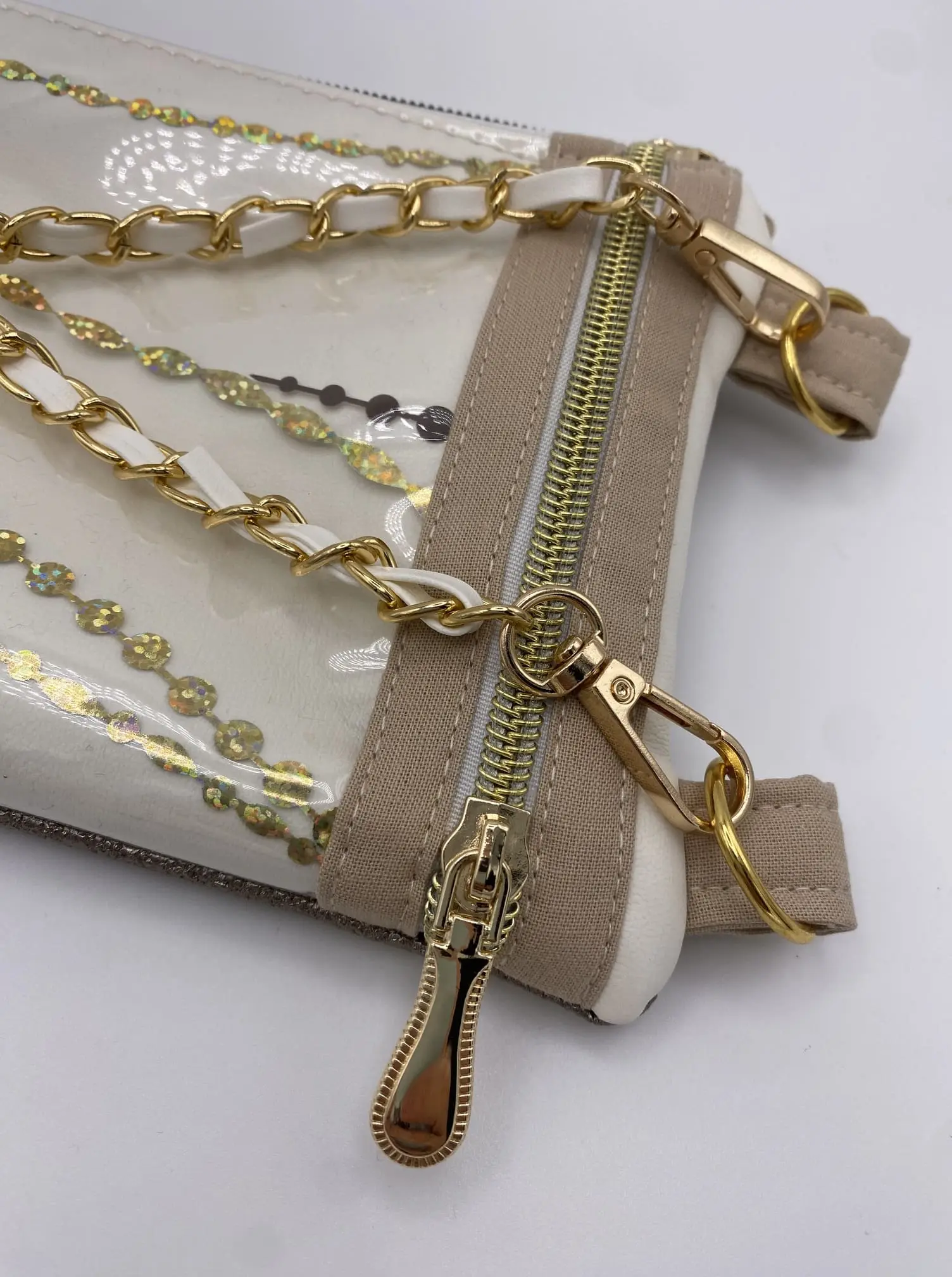 TELEPHONE POCHETTE SIMILI BLANC ET BRONZE