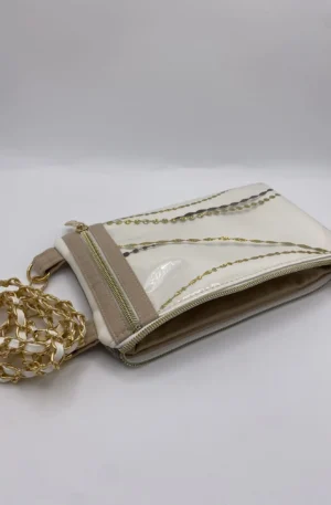 TELEPHONE POCHETTE SIMILI BLANC ET BRONZE
