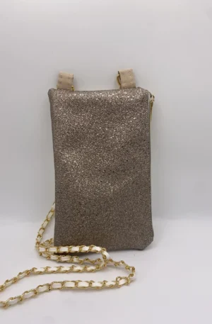 TELEPHONE POCHETTE SIMILI BLANC ET BRONZE
