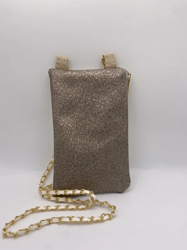 TELEPHONE POCHETTE SIMILI BLANC ET BRONZE