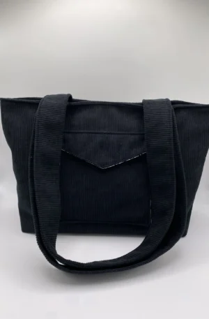 CABAS VELOURS NOIR TAILLE L