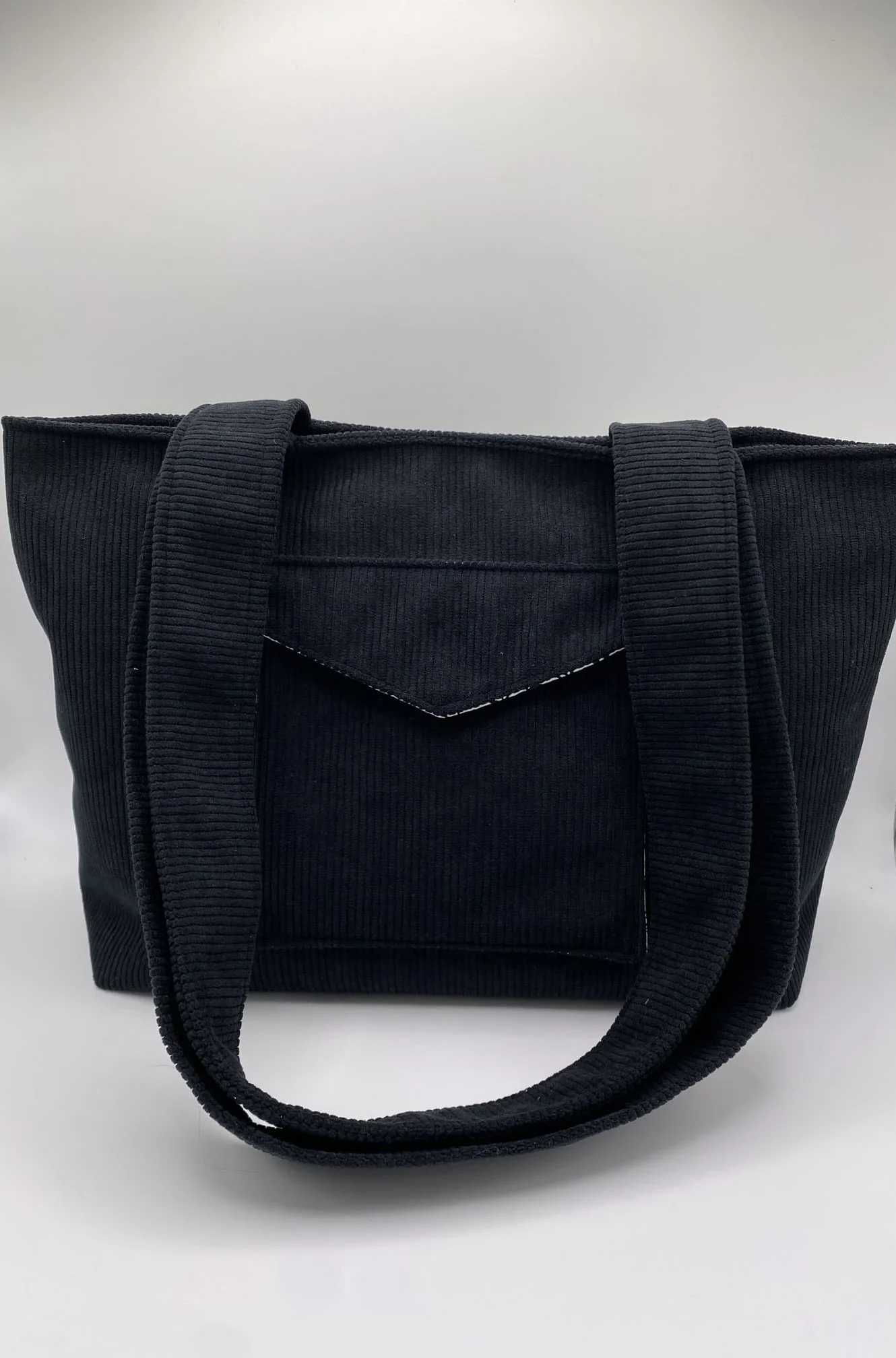 CABAS VELOURS NOIR TAILLE L