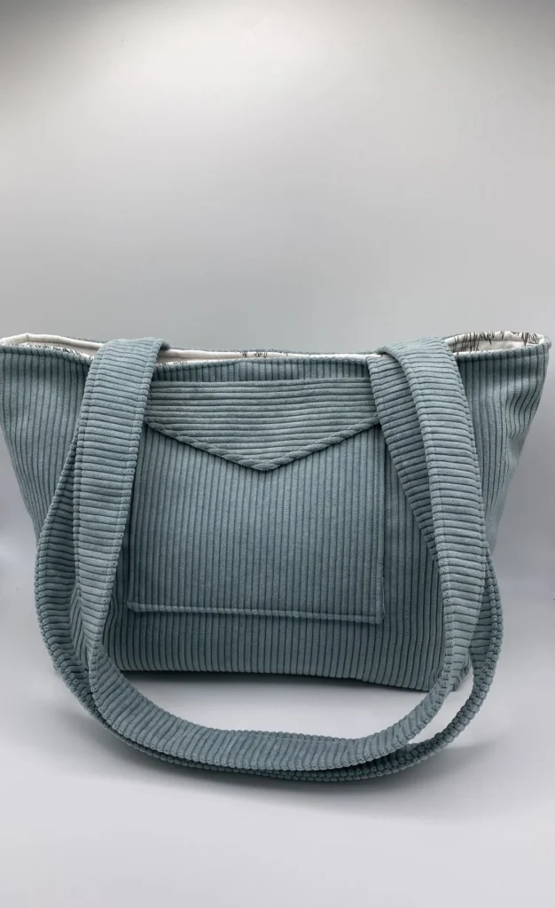 CABAS VELOURS VERT D EAU