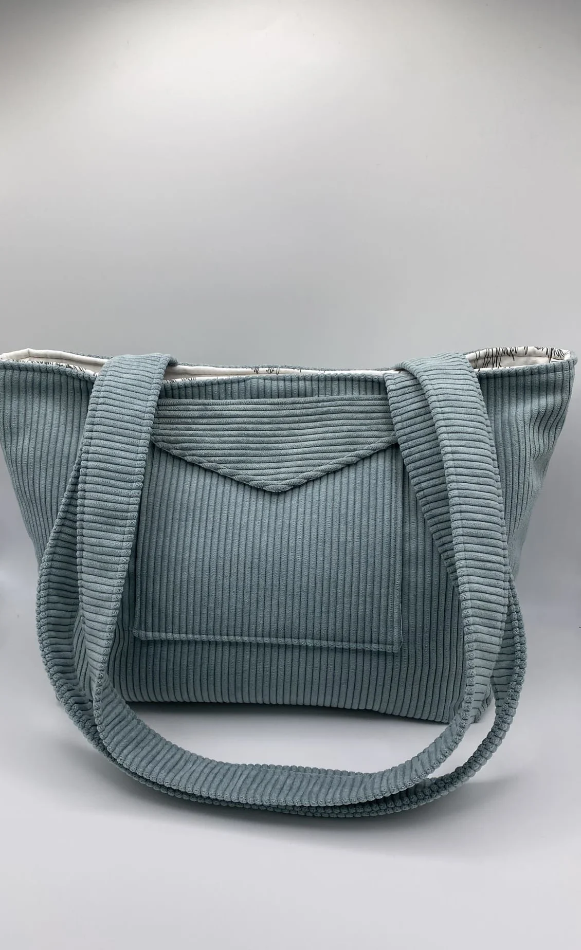 CABAS VELOURS VERT D EAU