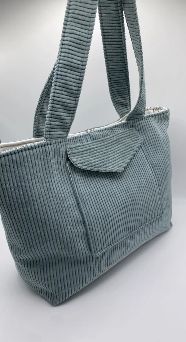 CABAS VELOURS VERT D EAU