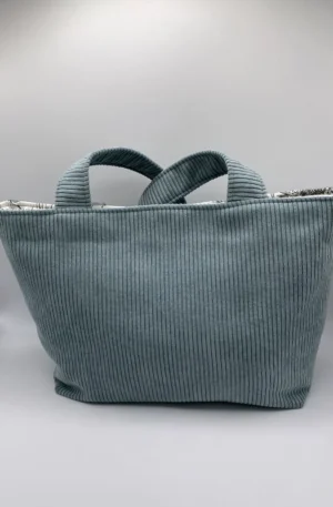 CABAS VELOURS VERT D EAU