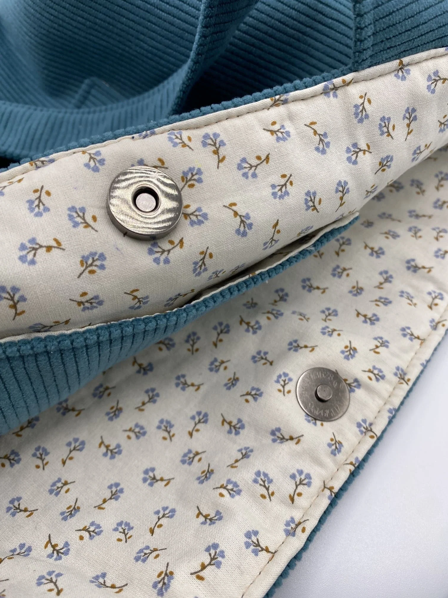 CABAS VELOURS BLEU CANARD TAILLE L