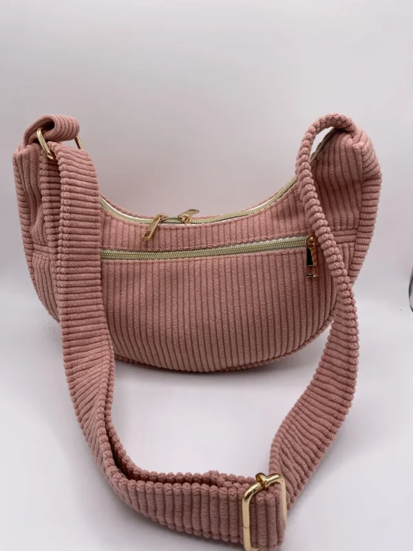 SAC DEMI LUNE MIEL VELOUR BOIS DE ROSE