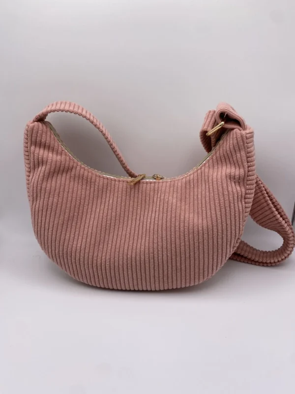 SAC DEMI LUNE MIEL VELOUR BOIS DE ROSE