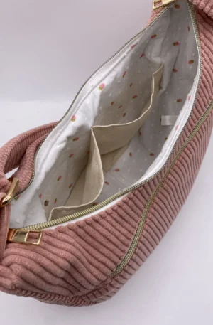 SAC DEMI LUNE MIEL VELOUR BOIS DE ROSE