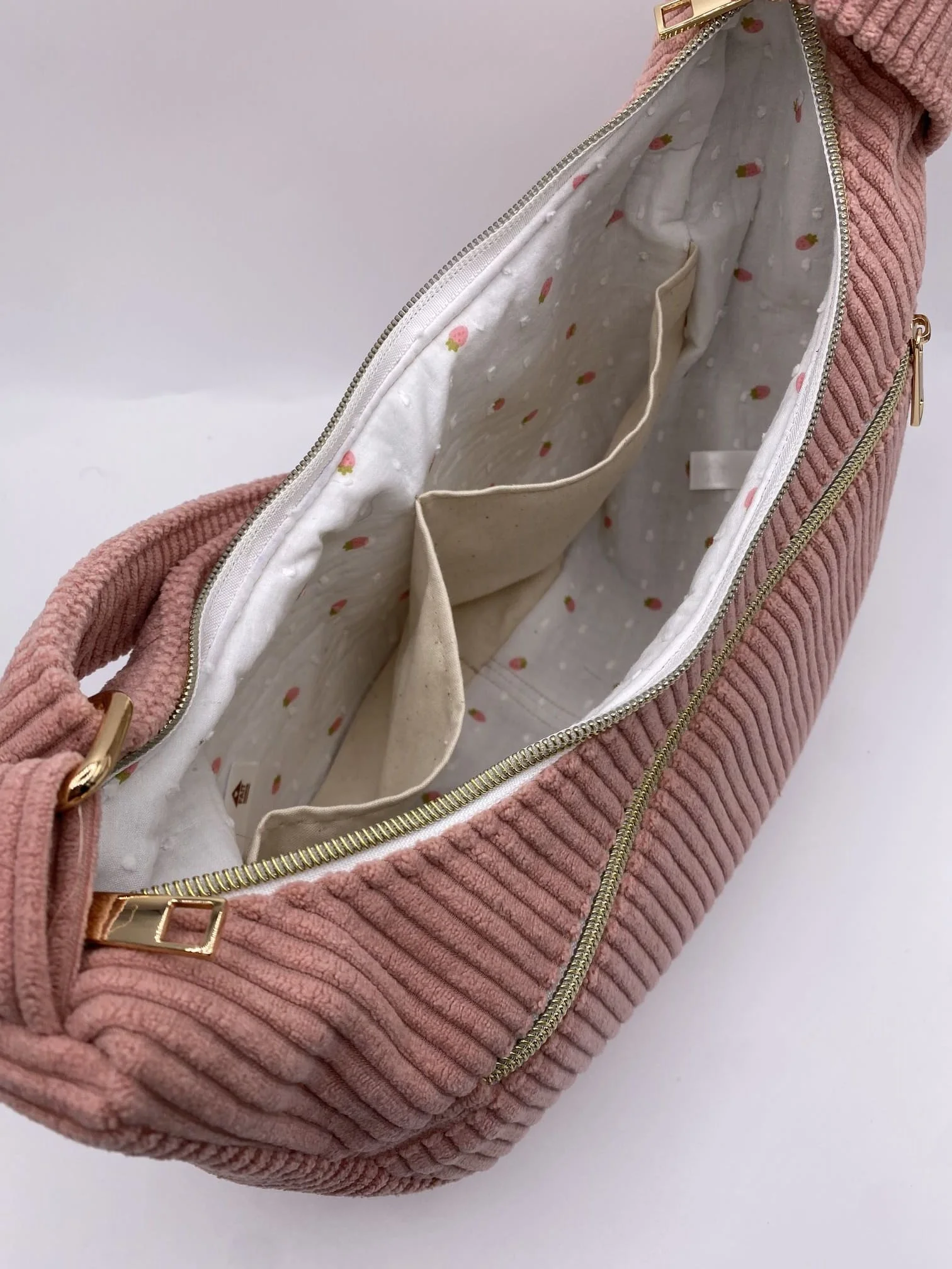 SAC DEMI LUNE MIEL VELOUR BOIS DE ROSE